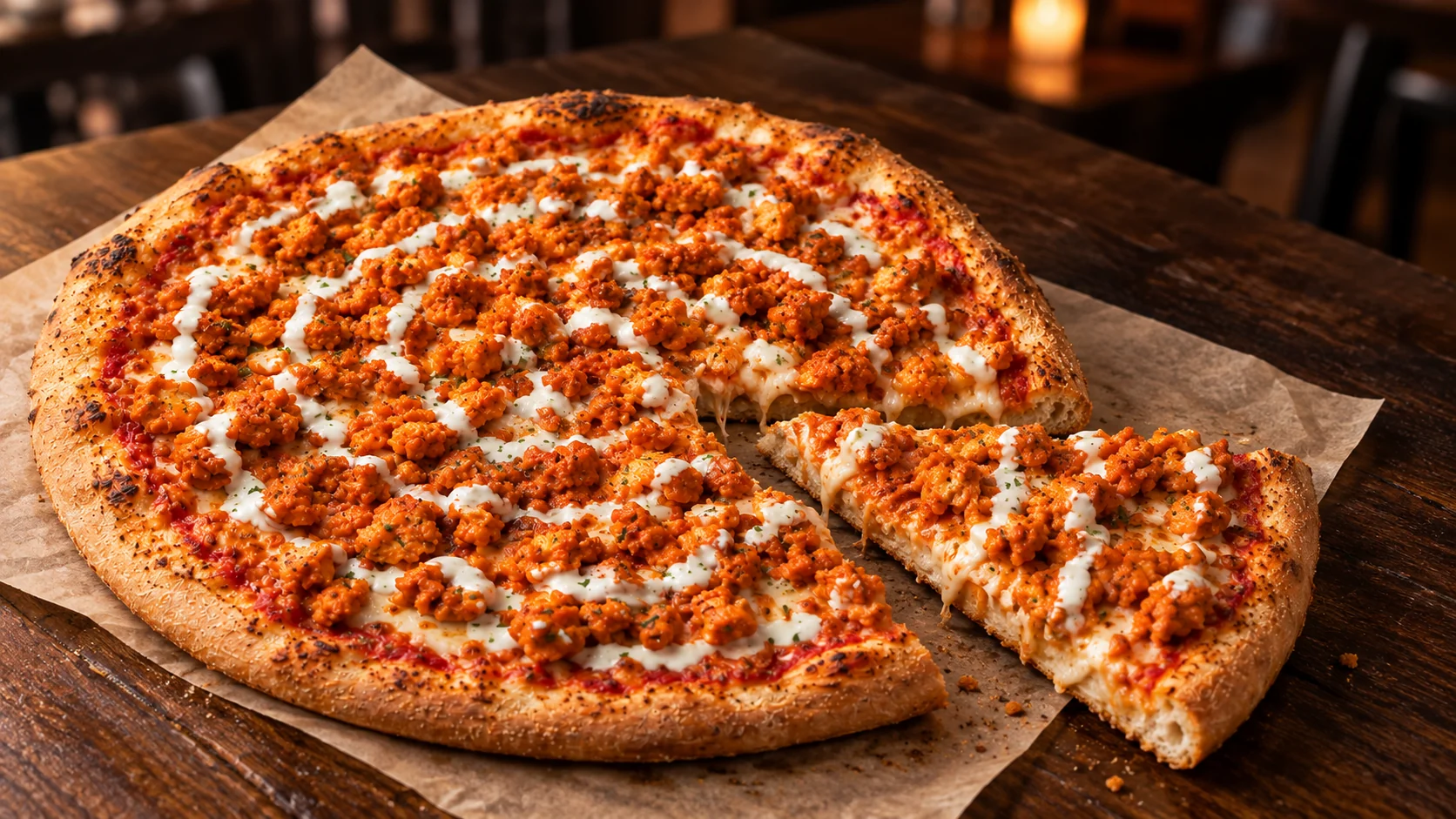 Pizza Boneless de La Artesana recién horneada